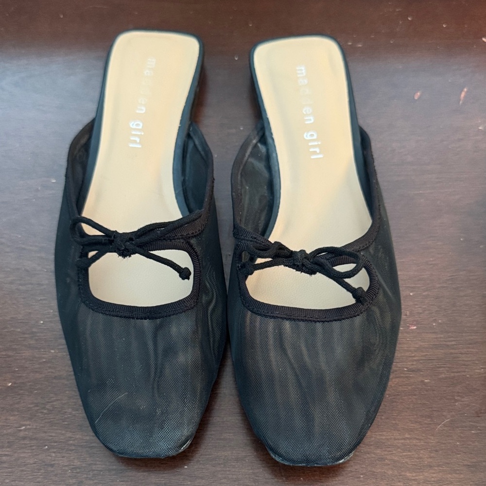 Madden Girl Black Mesh Mules
